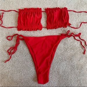 SOLD  Frilled bandeau thong bikini
